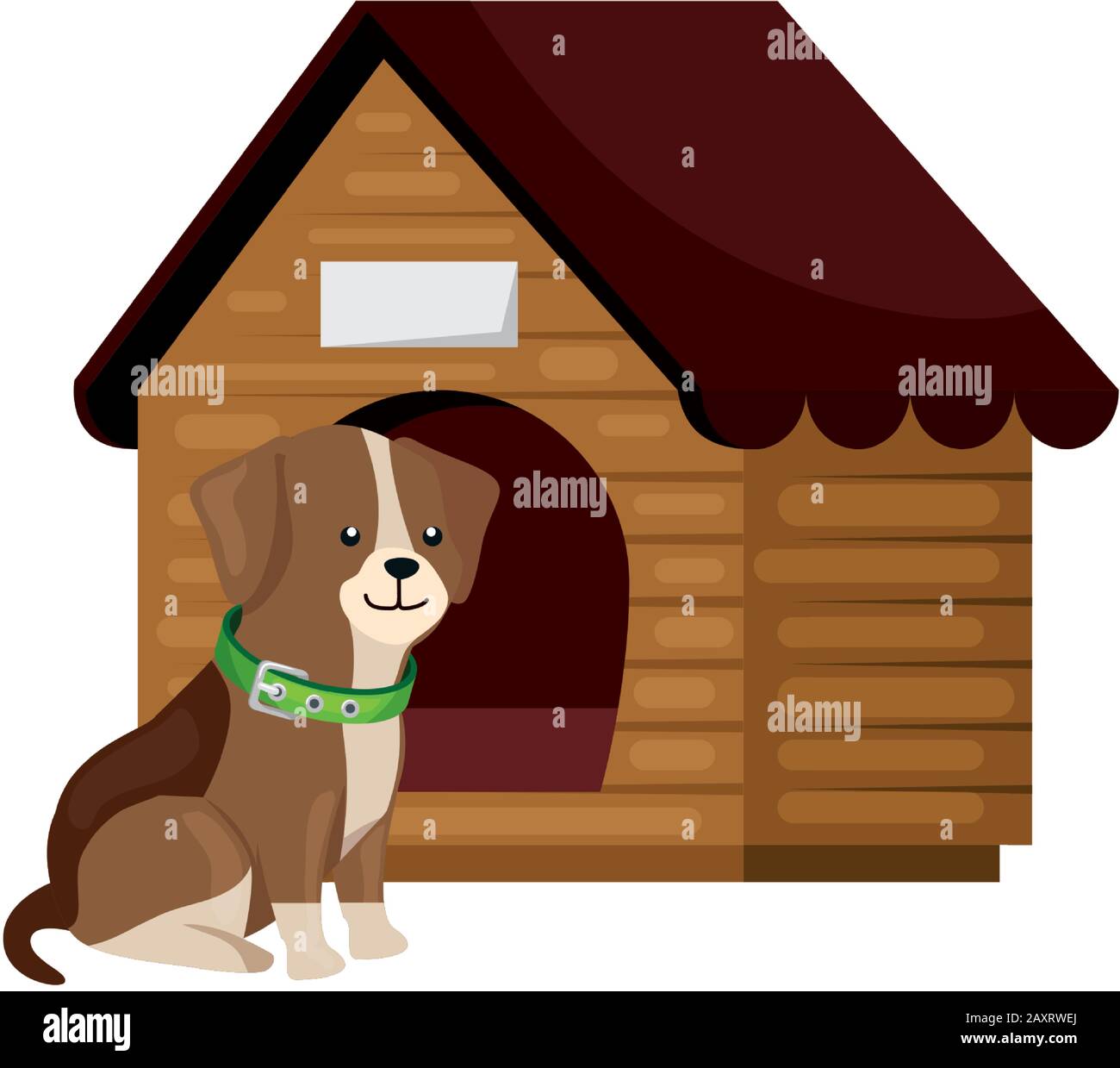cute dog with wooden house isolated icon Stock Vector Image & Art - Alamy
