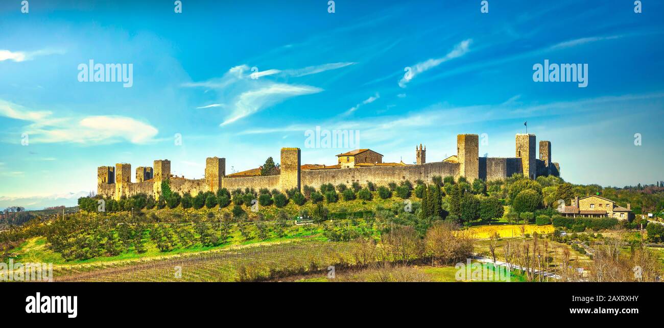 Monteriggioni Medieval Fortified Village With City Walls And Towers On 