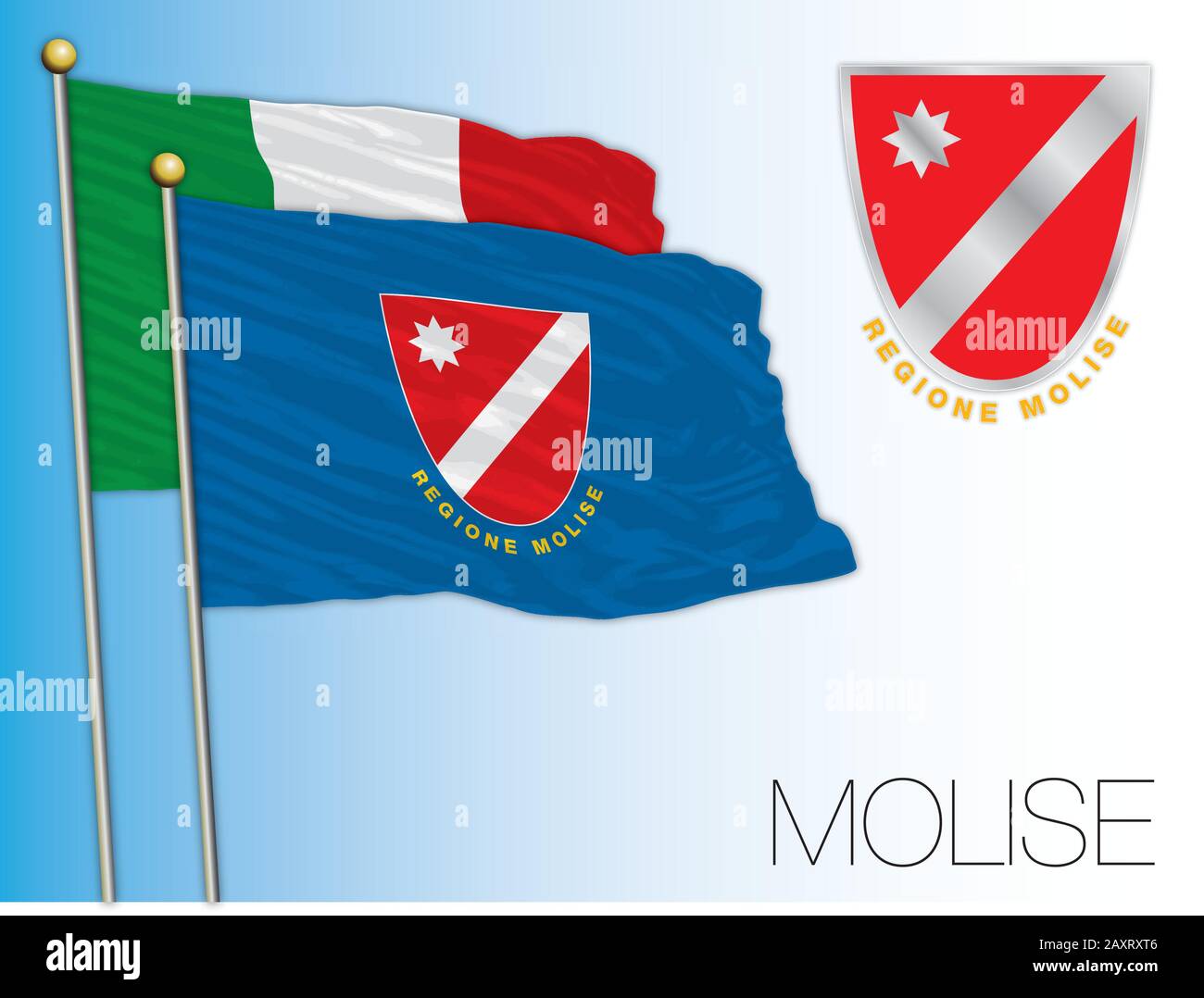 Molise official regional flag and coat of arms, Italy, vector illustration Stock Vector