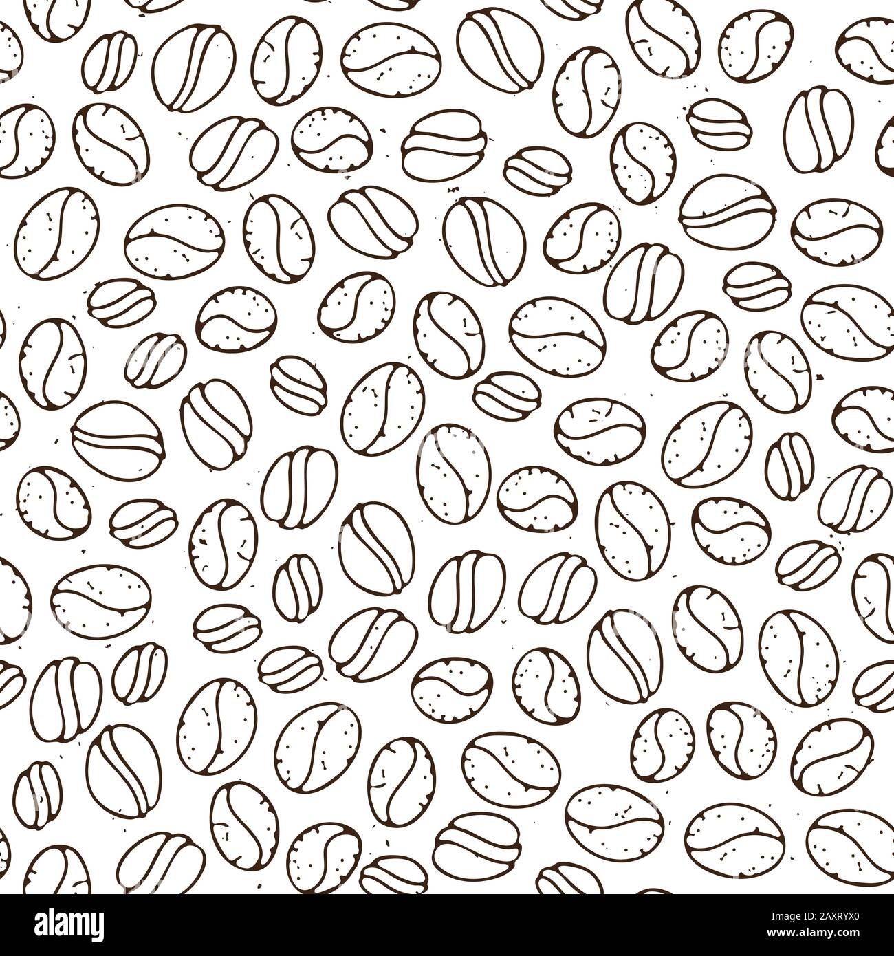 Vector hand drawn pattern of coffee seeds. Coffee beans seamless