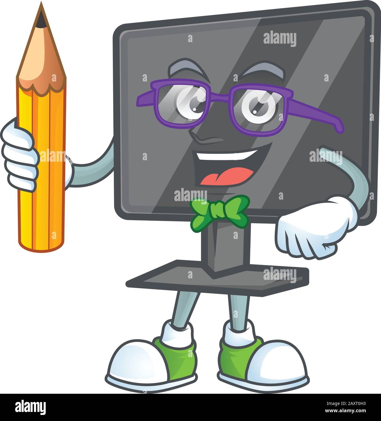 A mascot icon of Student computer screen character holding pencil Stock ...
