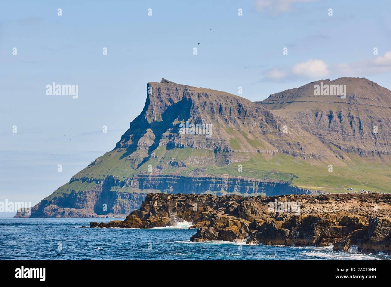 Faroe islands dramatic coastline landscape in Vagar island. Seascape ...