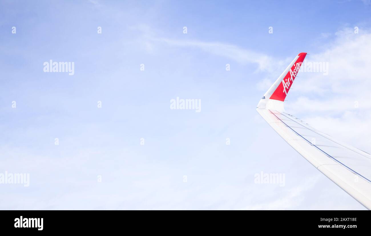 Bangkok, Thailand - June 10, 2019: Air Asia Airline Logo on the wing is ...