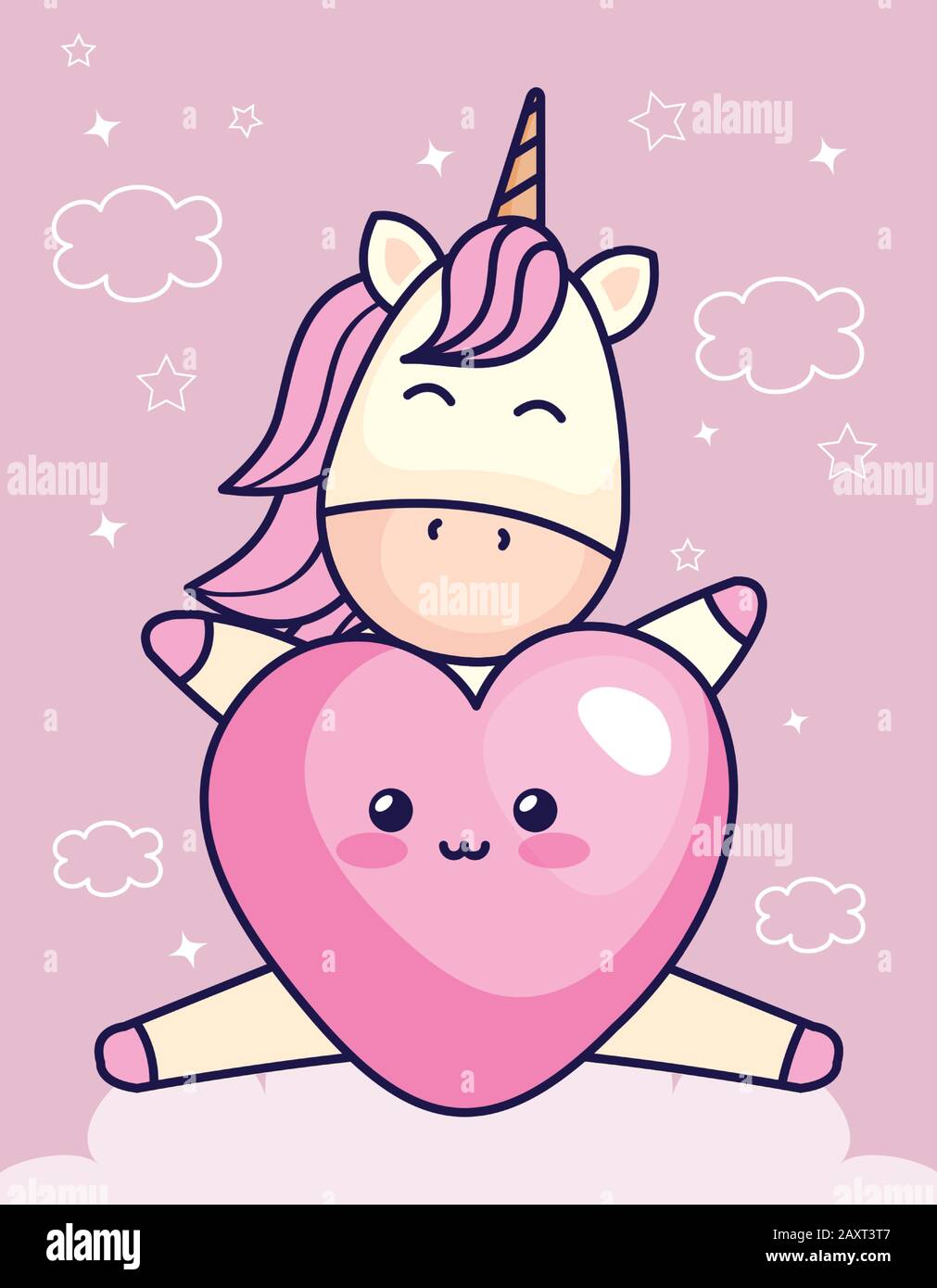 cute unicorn with heart kawaii style Stock Vector Image & Art - Alamy