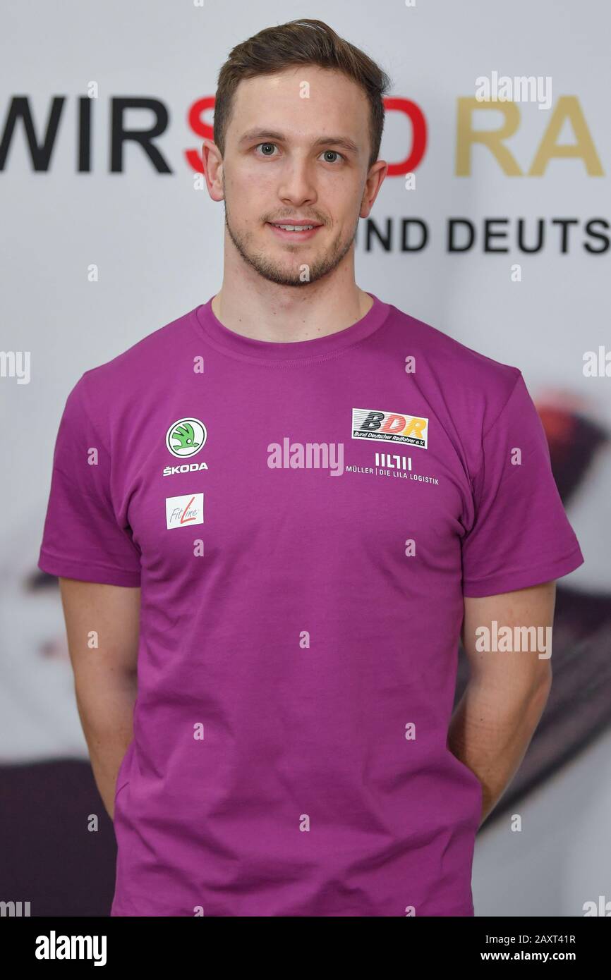 12 February 2020, Brandenburg, Frankfurt (Oder): Marc Jurczyk, Theed Project Cycling, photographed at the Media Day of the German Cyclists' Federation (BDR) in the Olympic railroad base in the Oderlandhalle. Photo: Patrick Pleul/dpa-Zentralbild/ZB Stock Photo