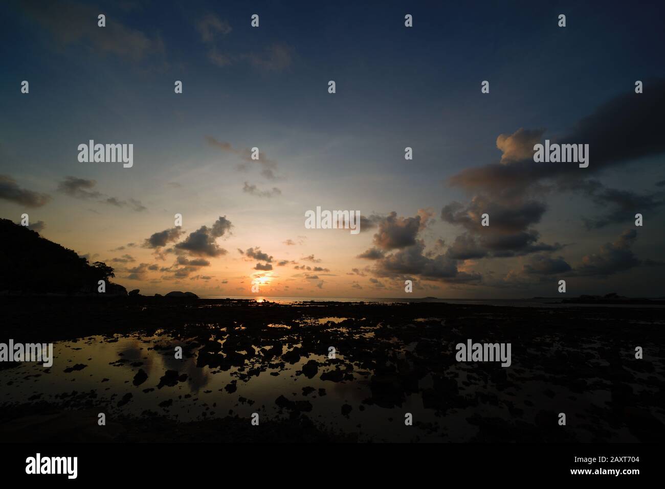 Sunrise at mangrove bay at Cempedak Private Island Resort, Bintan, Indonesia Stock Photo