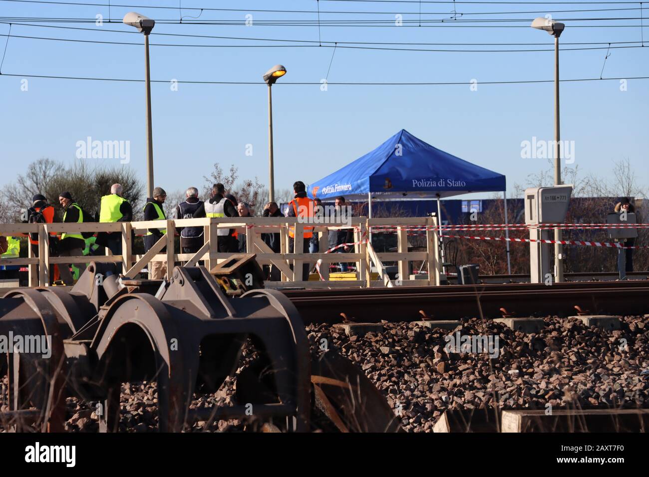 Frecciarossa train crash site, Livraga, Italy Stock Photo