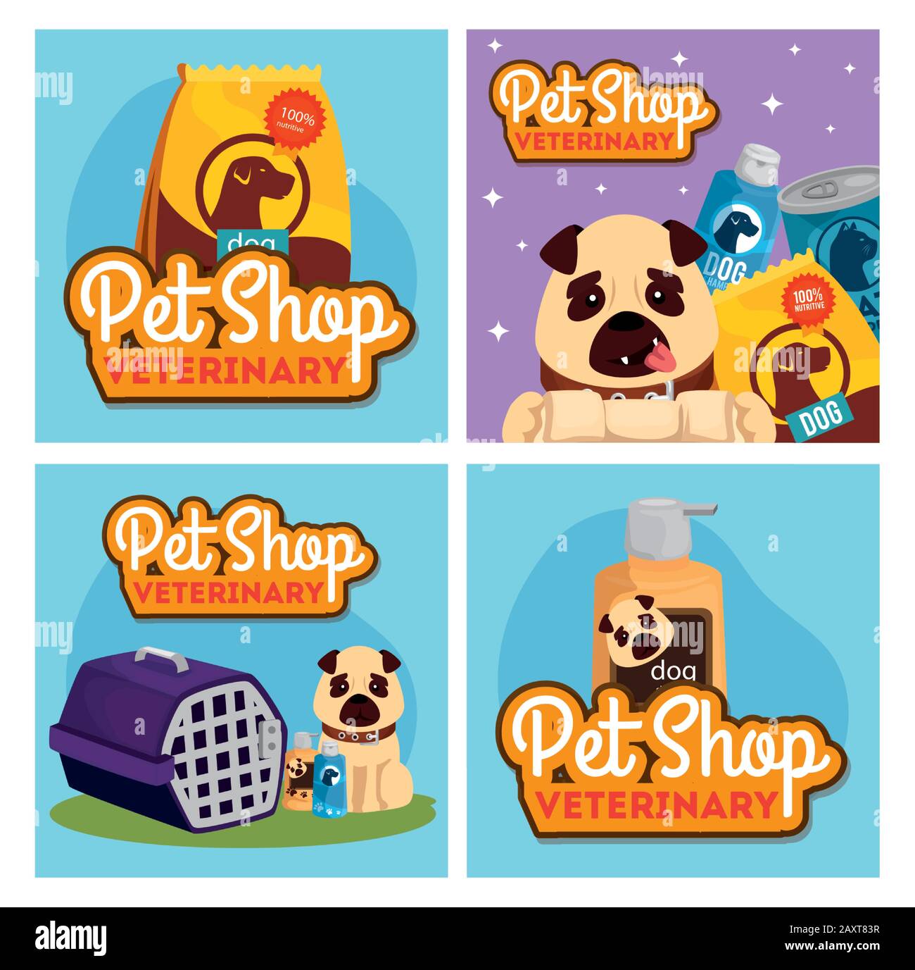 set poster of pet shop veterinary with icons Stock Vector Image & Art ...