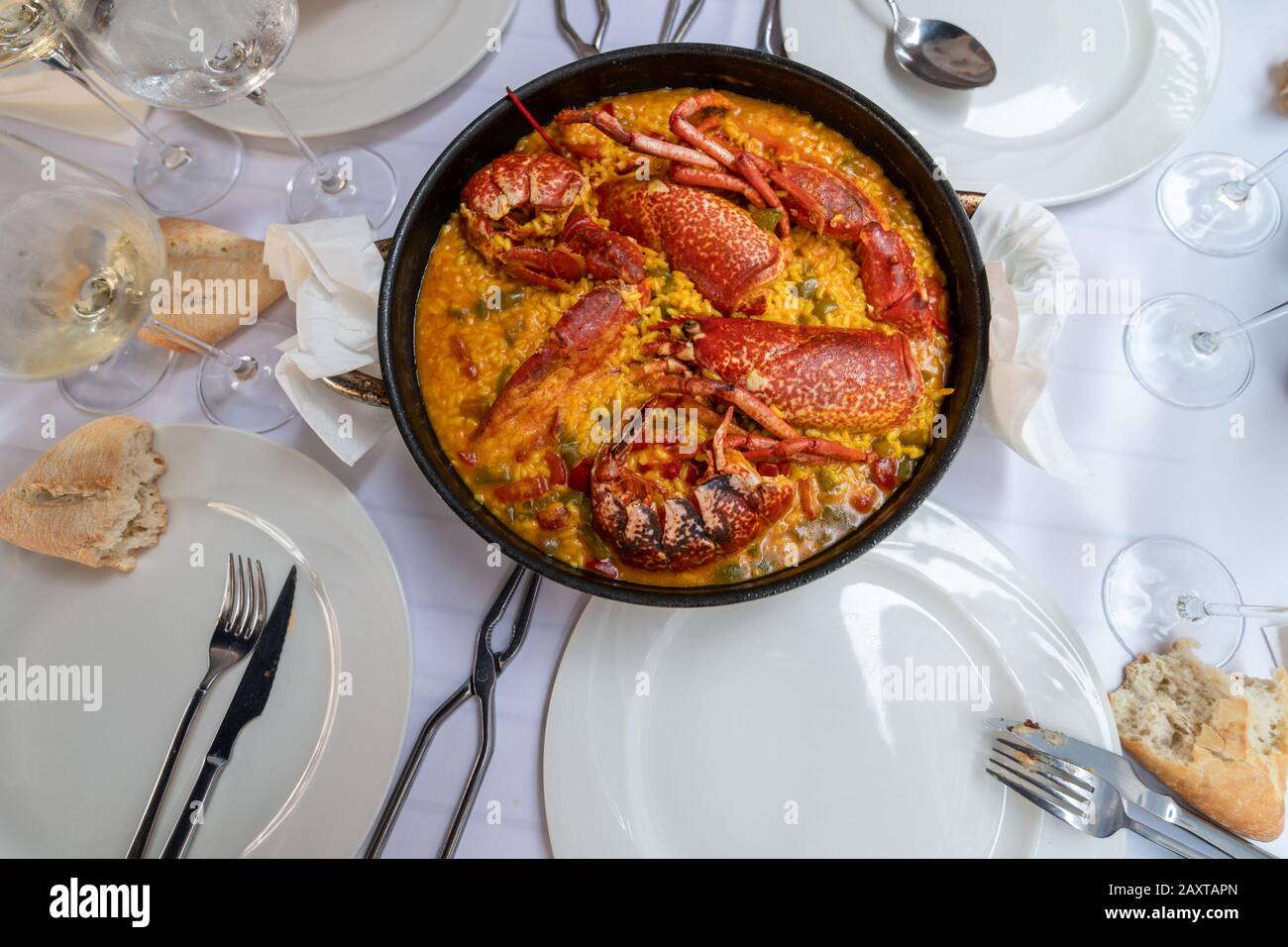 rice with lobster typical dish of sea bass in spain Stock Photo Alamy