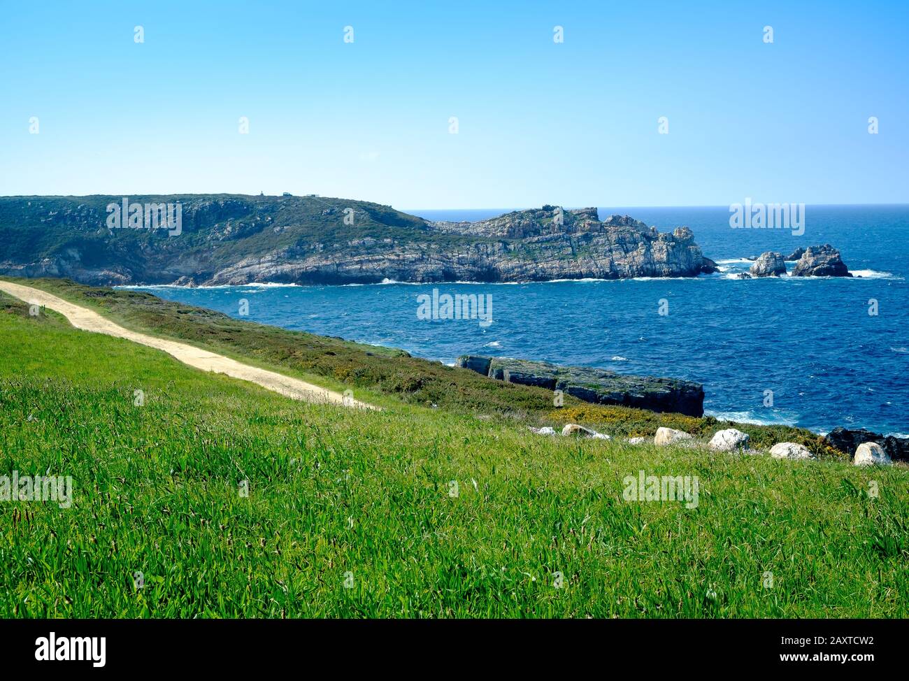 Cliffs of the north coast of spain on the Cantabrian sea, in Asturias Stock Photo