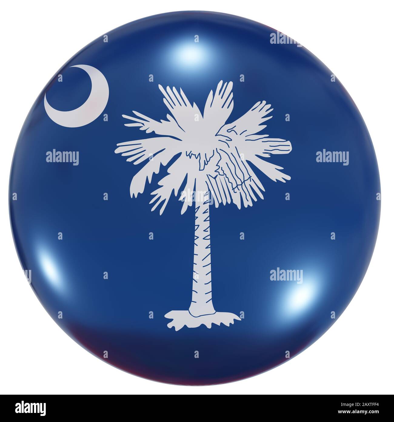 3d rendering of a South Carolina USA State flag on a circle icon ...