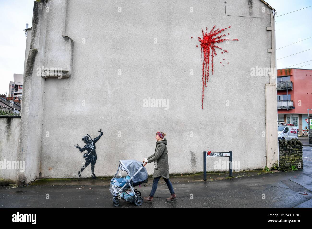 A new work of art on the side of a house on Marsh Lane, Barton Hill