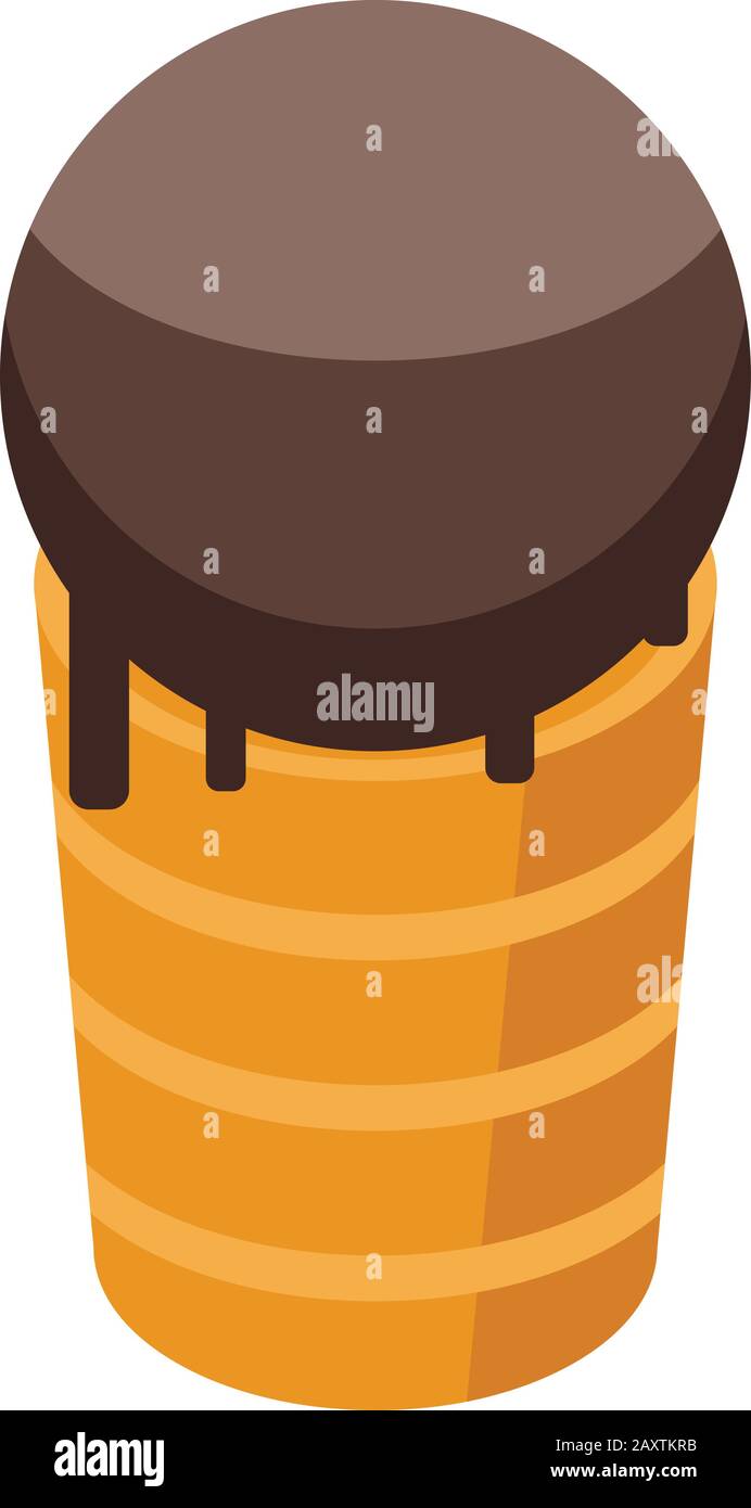 Chocolate ice cream icon, isometric style Stock Vector