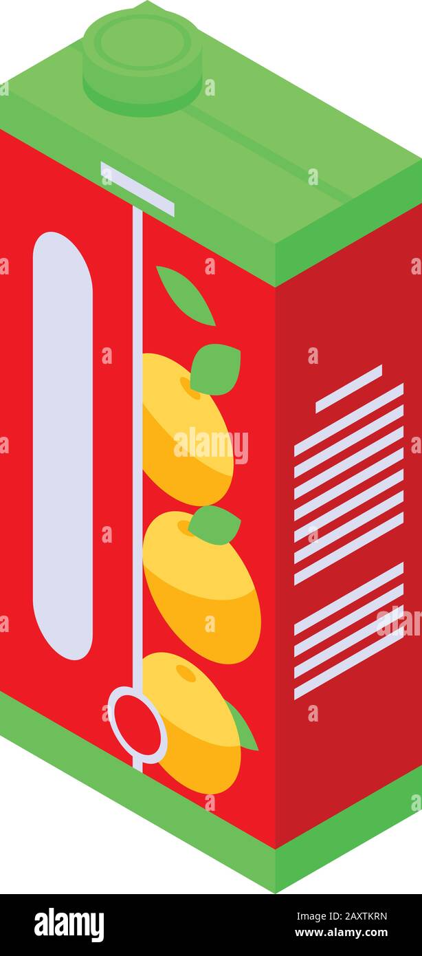 Juice peach pack icon, isometric style Stock Vector
