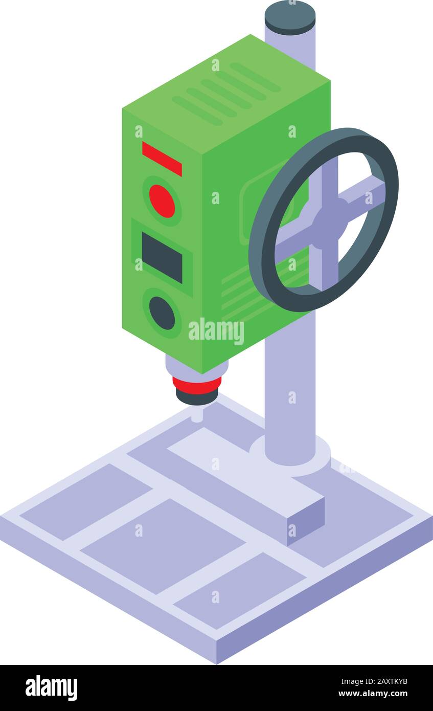 Factory drilling machine icon, isometric style Stock Vector