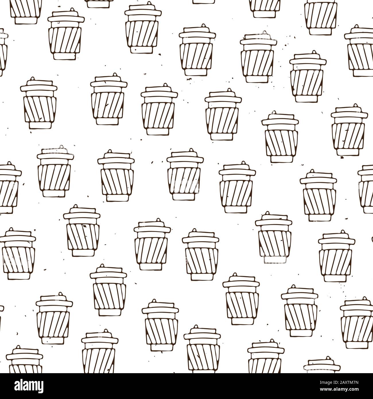 Vector hand draw coffee cup pattern. Coffe take away simple seamless ...