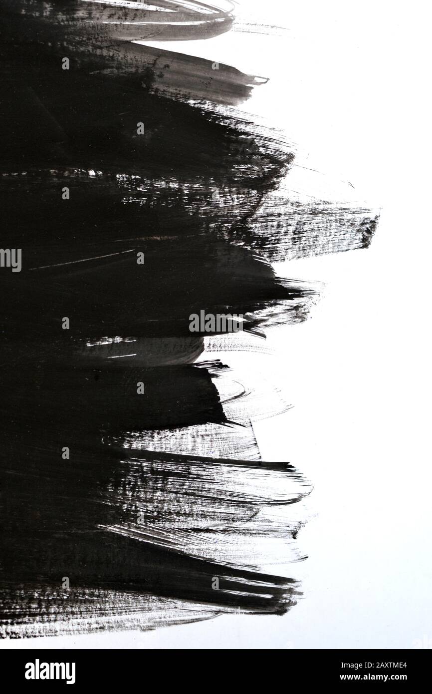 black brush strokes on white paper with one hand isolated Stock Photo ...