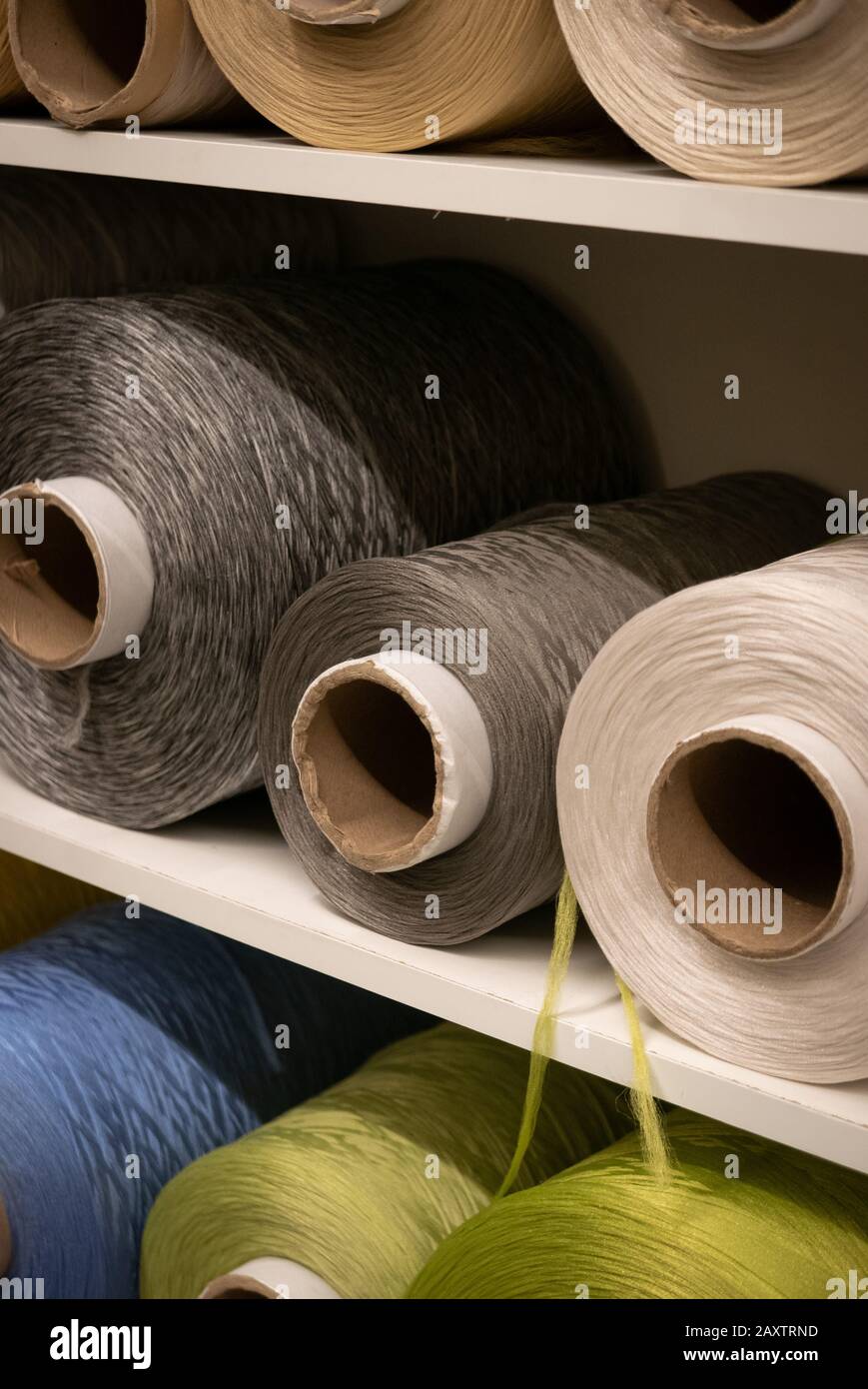 Cotton sewing threaded reels in a sewing shop Stock Photo Alamy
