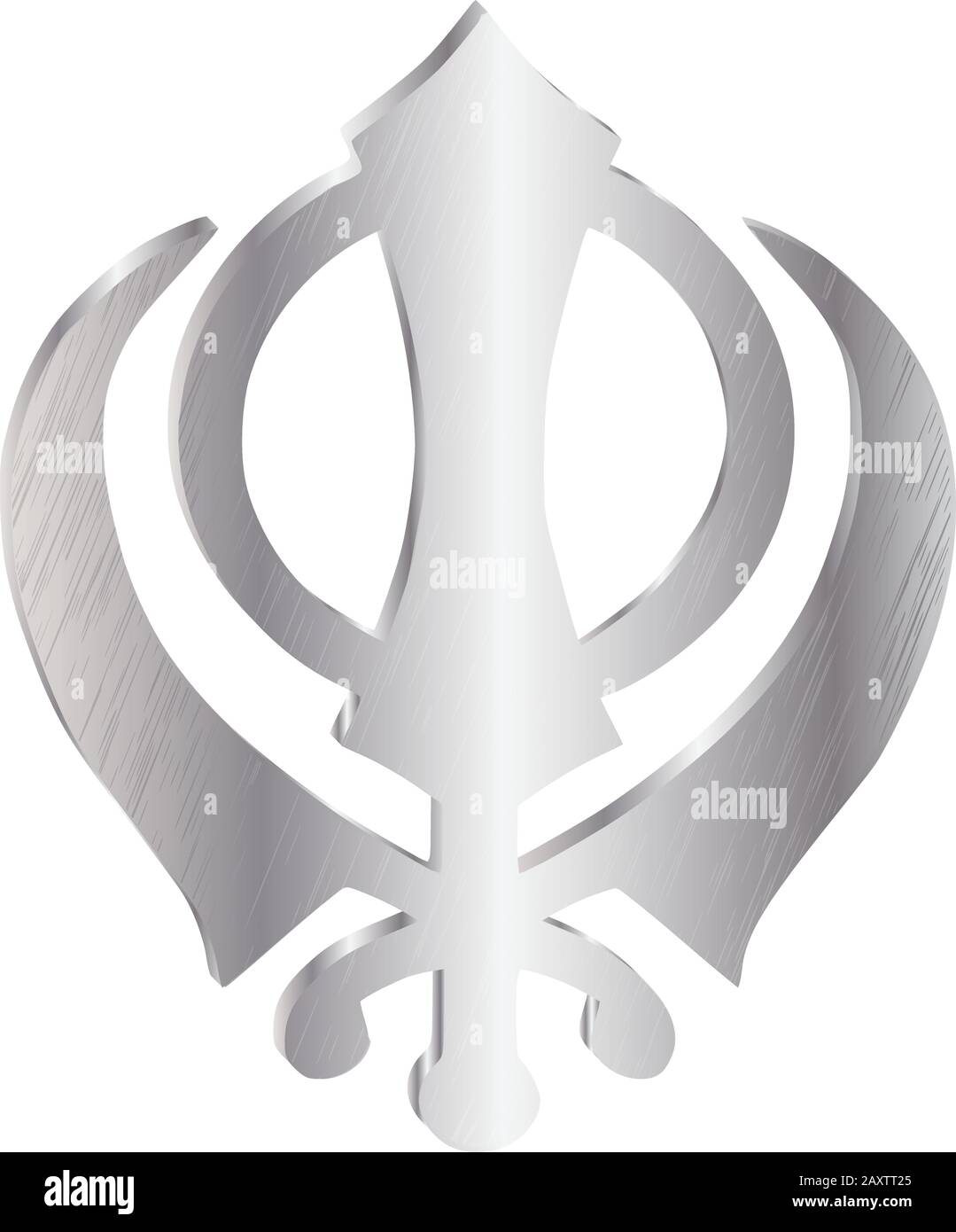 The main symbol of Sikhism – sign Khanda (silver), white background, isolated, vector Stock Vector
