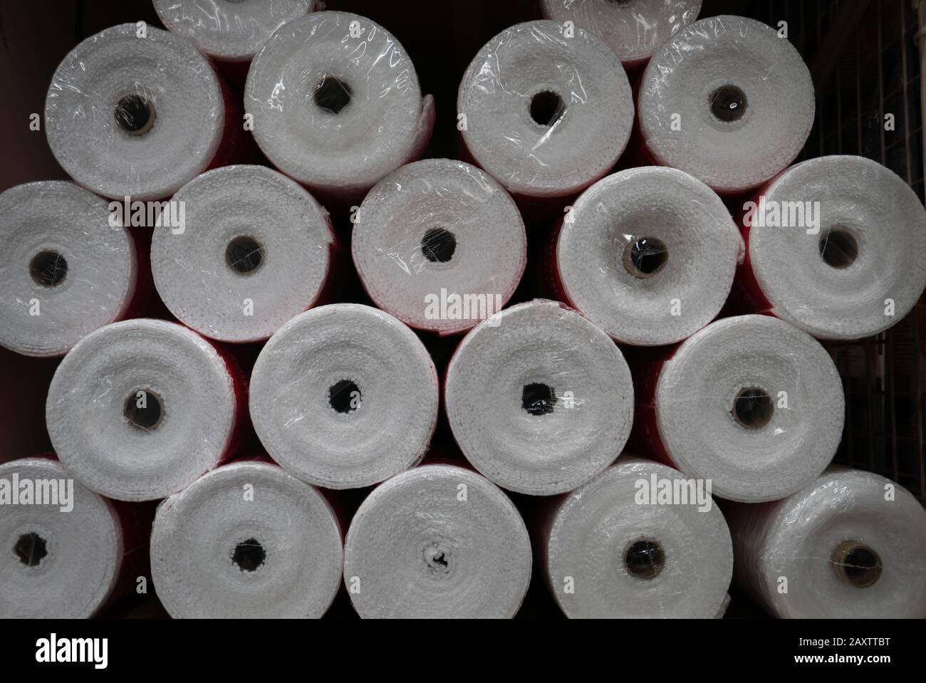 Rolls of foam underlayment for the Laminate Flooring. Stock Photo