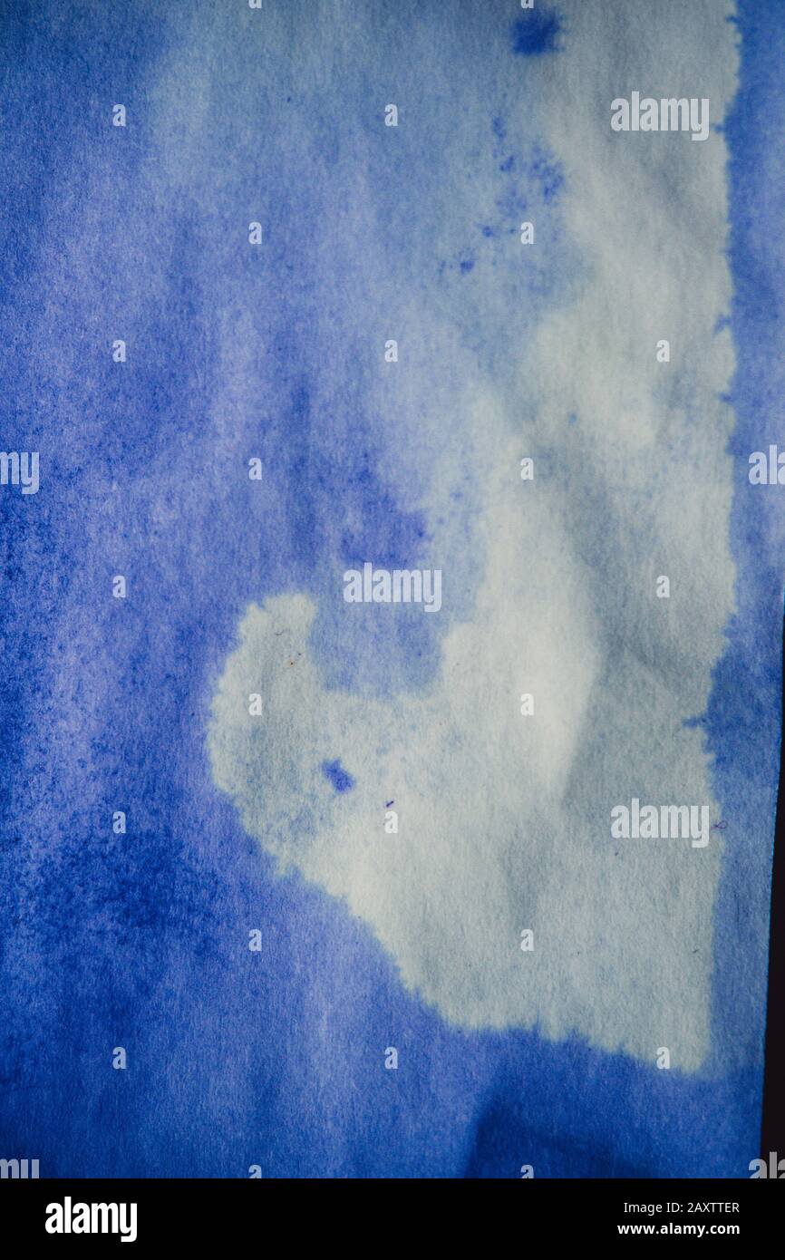 Blue Ink Stain on a Sheet of White Paper Macro. Abstract Background ...