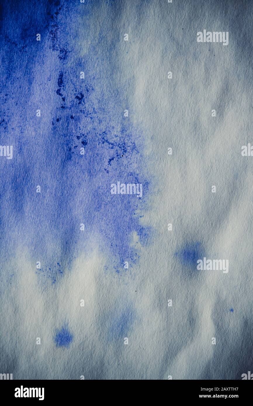 Blue Ink Stain on a Sheet of White Paper Macro. Abstract Background ...