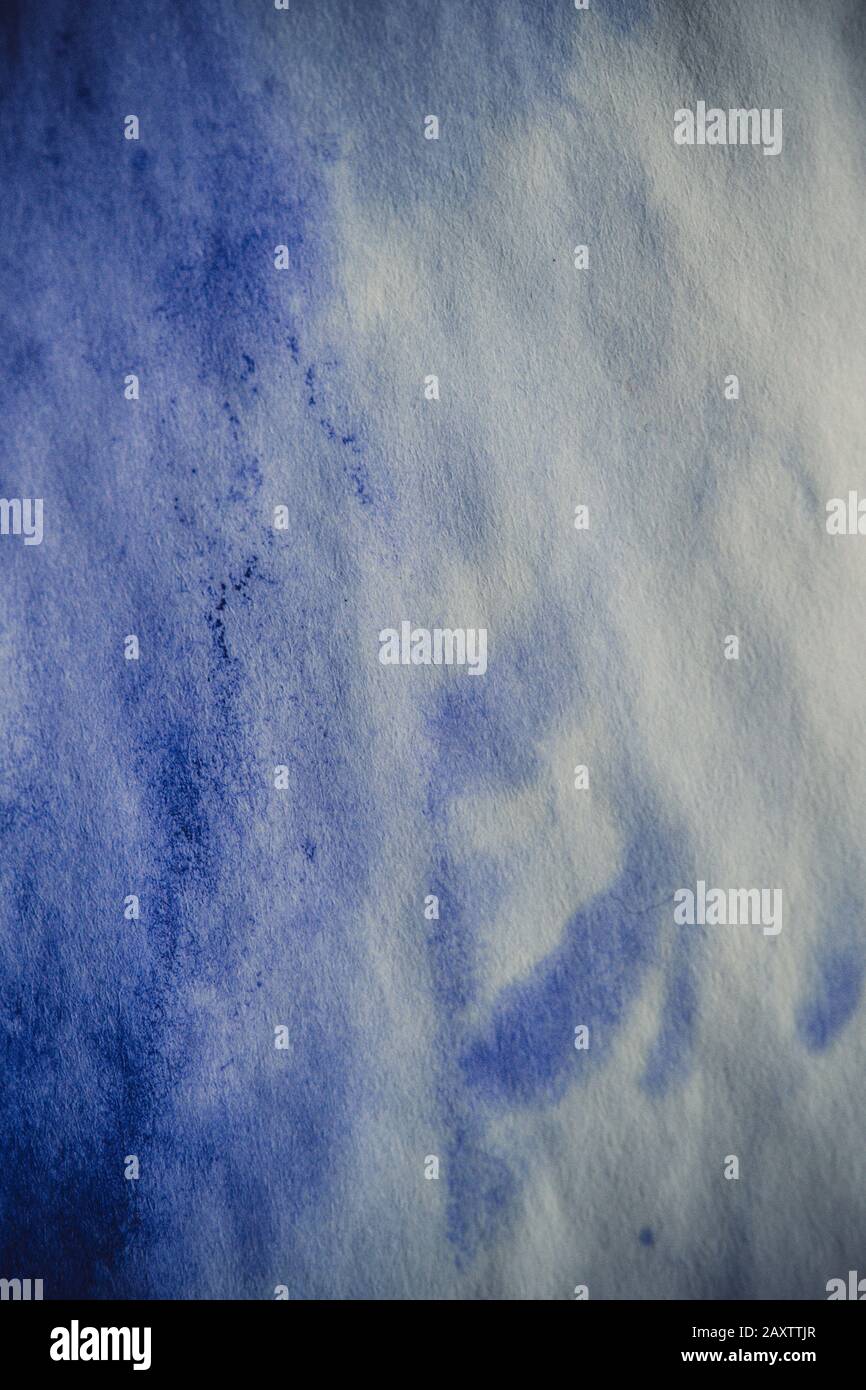 Blue Ink Stain on a Sheet of White Paper Macro. Abstract Background ...
