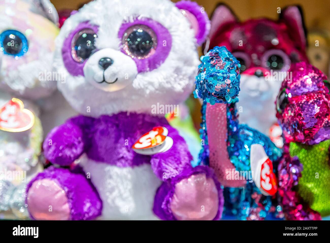 Brunico (BZ), February 12, 2019: light is enlightening puppets for sale in shop Stock Photo