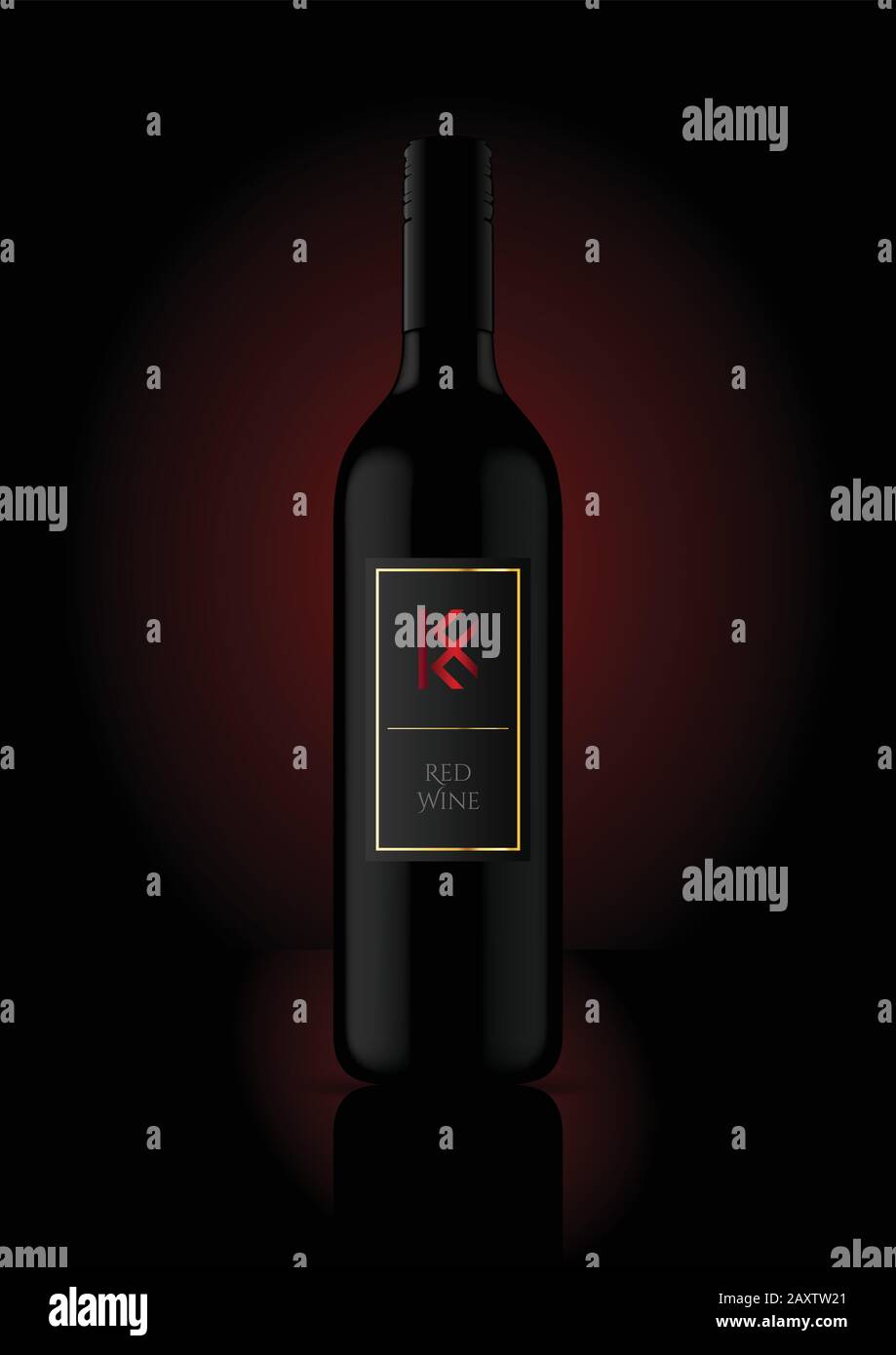 Wine Bottle Vector Illustration for Mockup / Labels Stock Vector