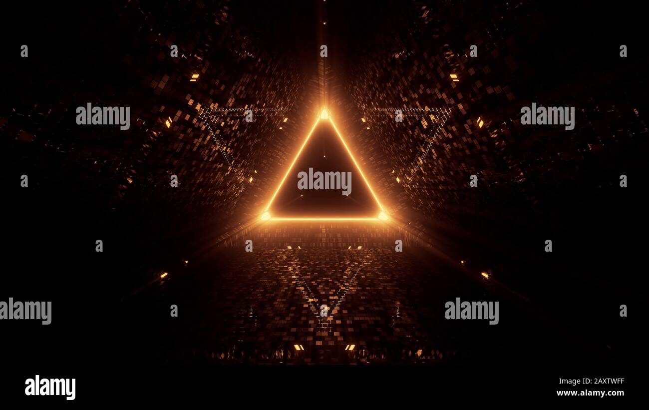 Neon laser lights in a triangular shape with a black background Stock ...