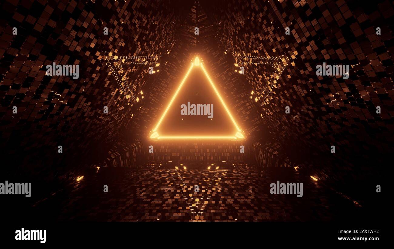 Neon laser lights in a triangular shape with a black background Stock ...