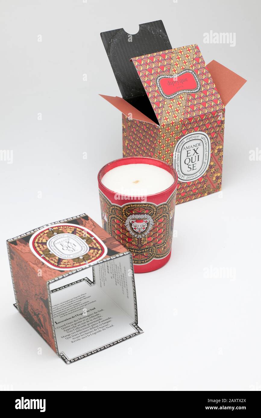 Diptyque Paris boxed luxury scented candle Stock Photo