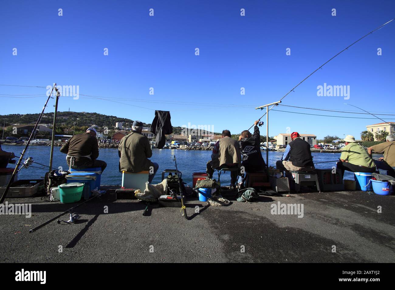 Bream fishing at Pointe Courte quarter in Sete, Occitanie France Stock Photo