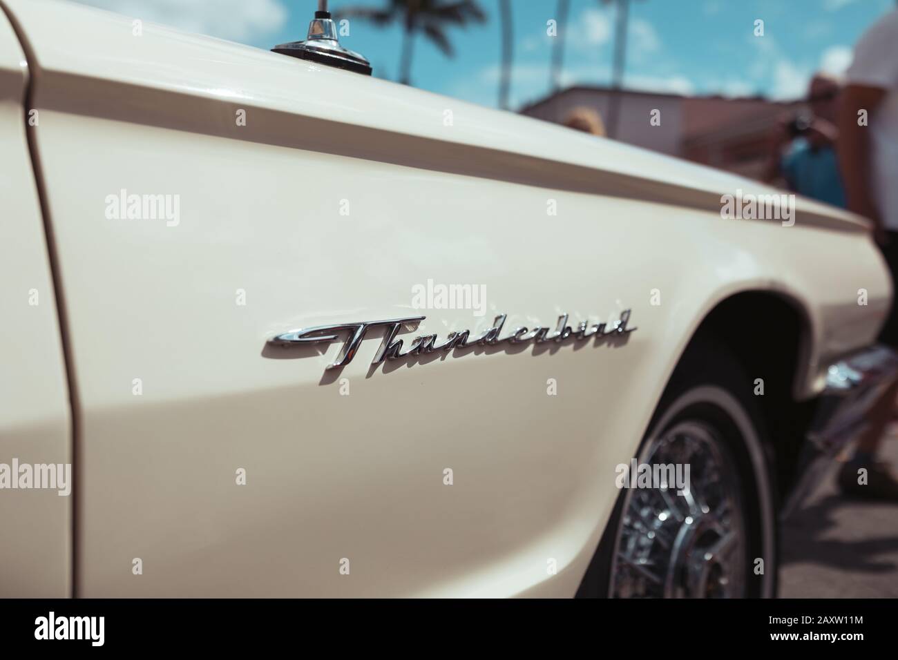 Close up of the exterior of a pristine Ford Thunderbird in sunny Florida Stock Photo