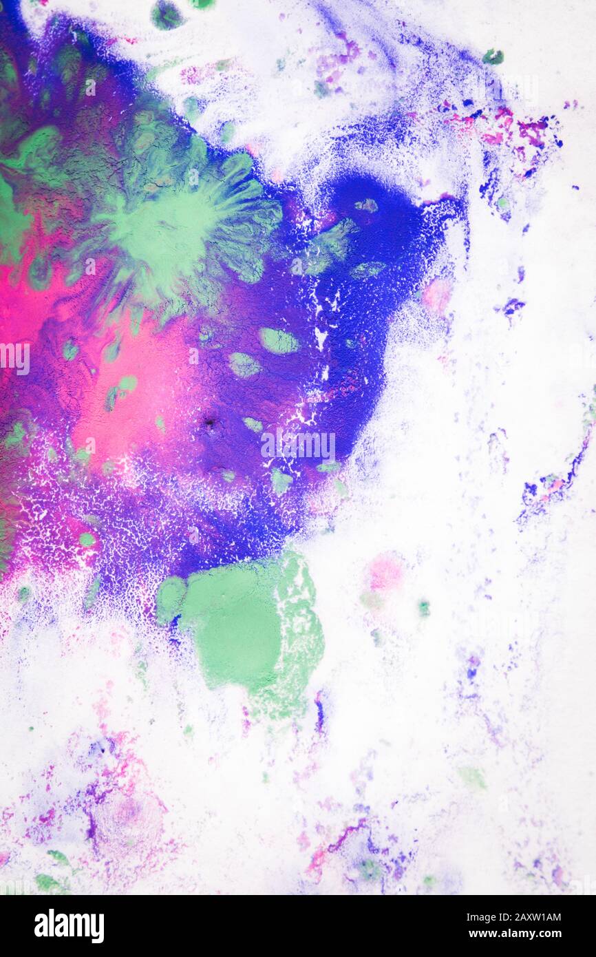 abstract colorful blots splashing on a white background Stock Photo