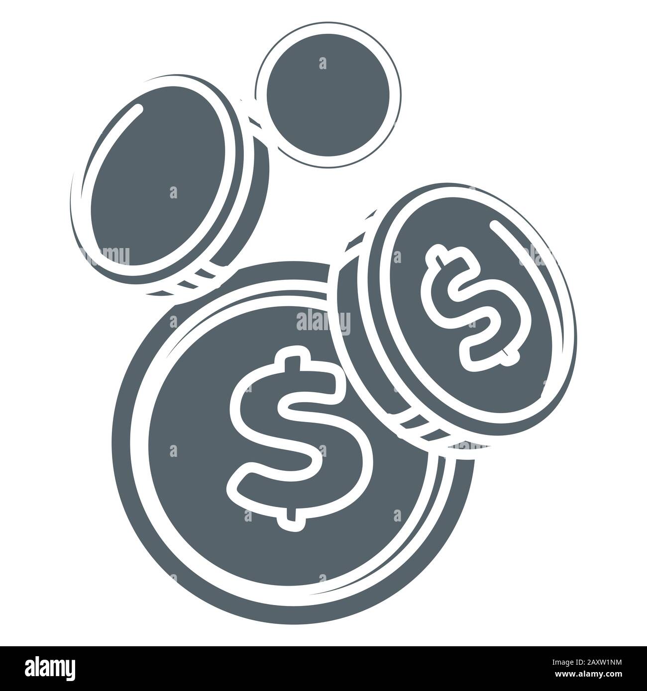 Coins falling down, money and finance, isolated icon Stock Vector Image ...
