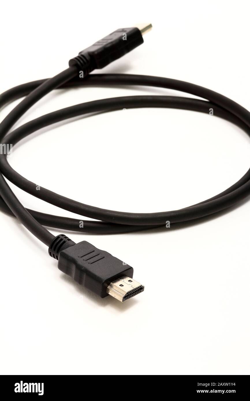 High defination hdtv digital interface television hdmi cable Stock Photo
