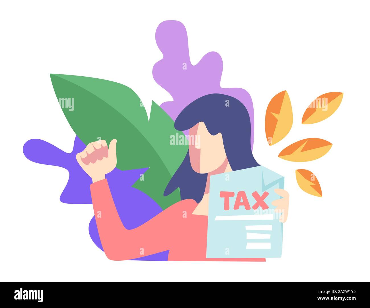 Activist with tax paper, strike or protest against government Stock Vector