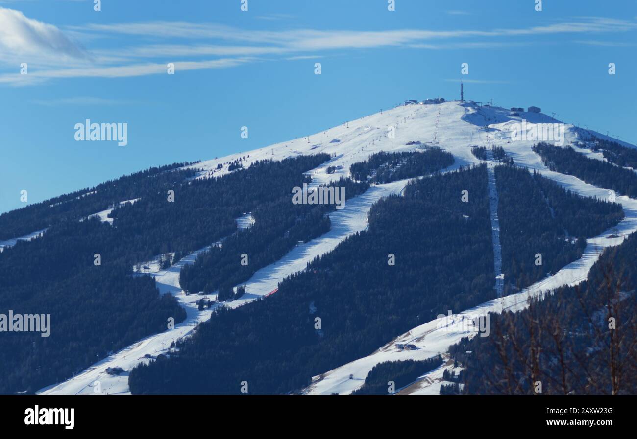 Ski area in Val Pusteria, Plan de Corones is composed of numerous slopes of varying difficulty Stock Photo