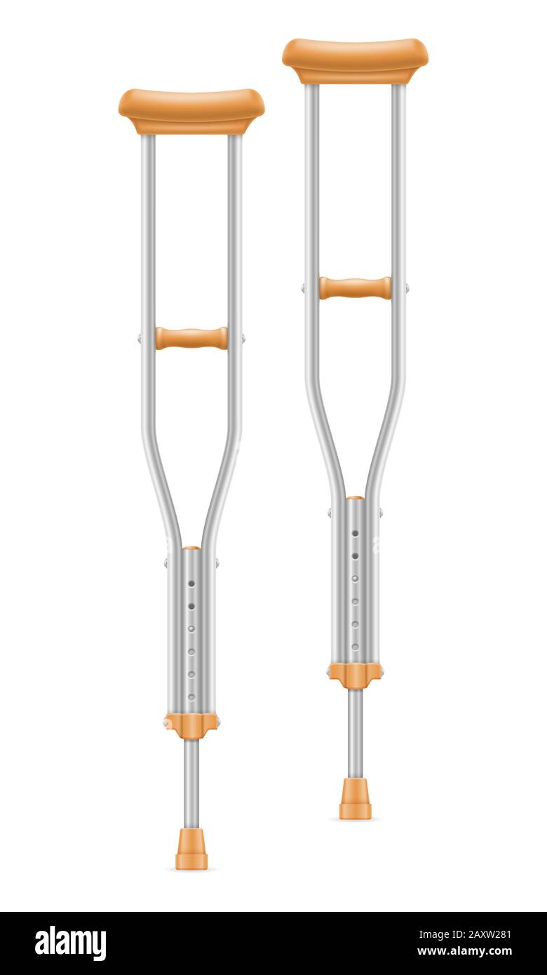 medical telescopic stick crutches vector illustration isolated on white background Stock Vector