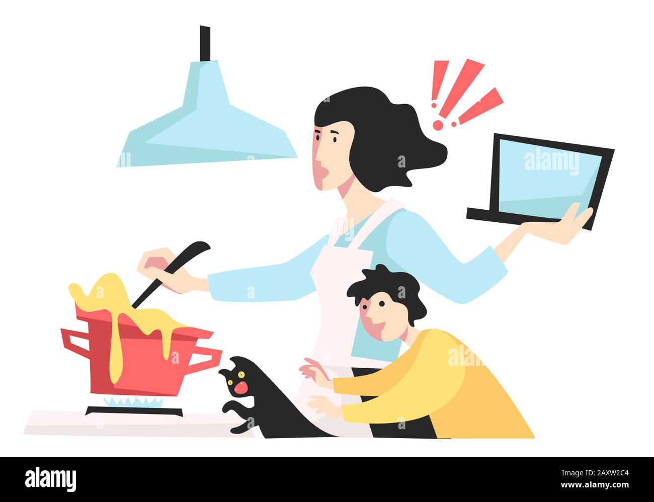 Stressed Woman Kitchen Cooking High Resolution Stock Photography and