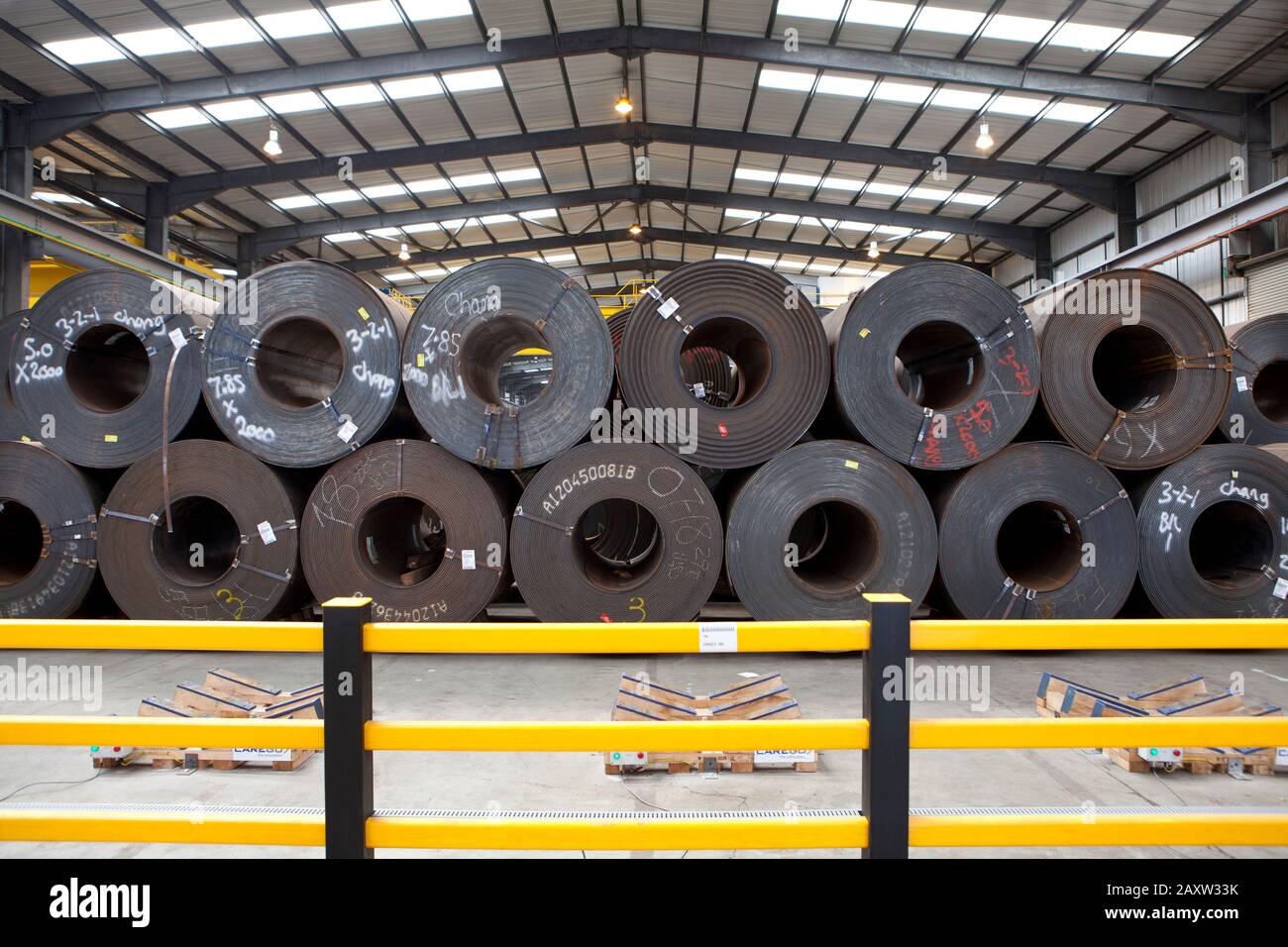 Chinese steel rolls Stacked and ready for transporting to factory from ...