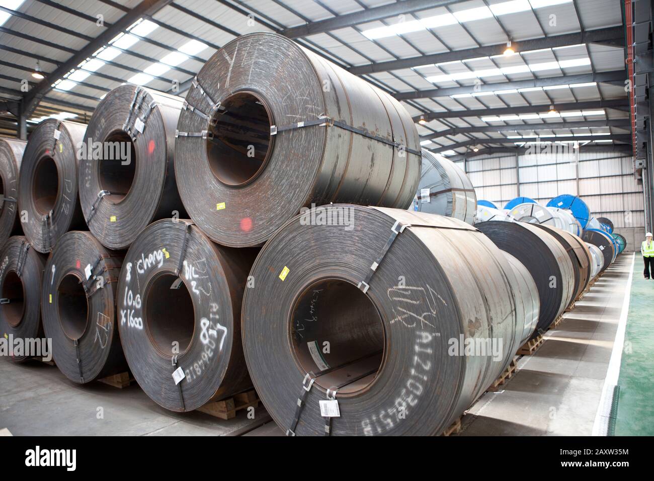 Chinese steel rolls Stacked and ready for transporting to factory from ...