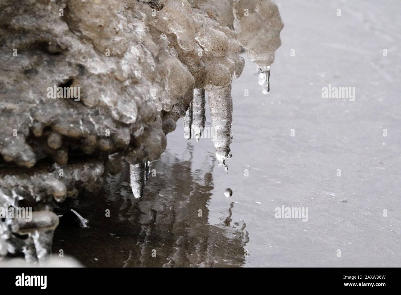Ice sand and water formations at lake Stock Photo - Alamy