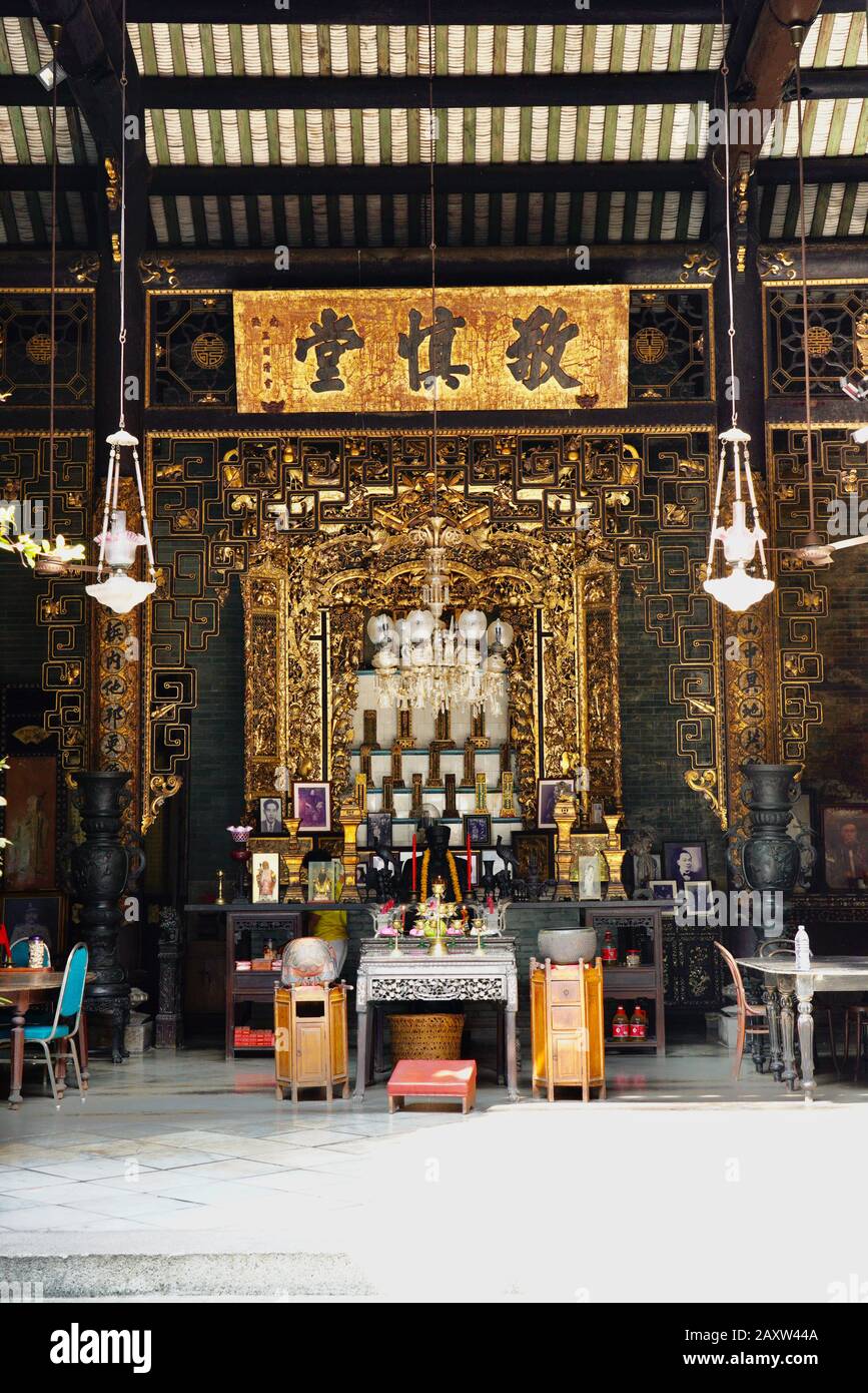 Ancestral hall at Pinang Peranakan Mansion, Penang, Malaysia Stock
