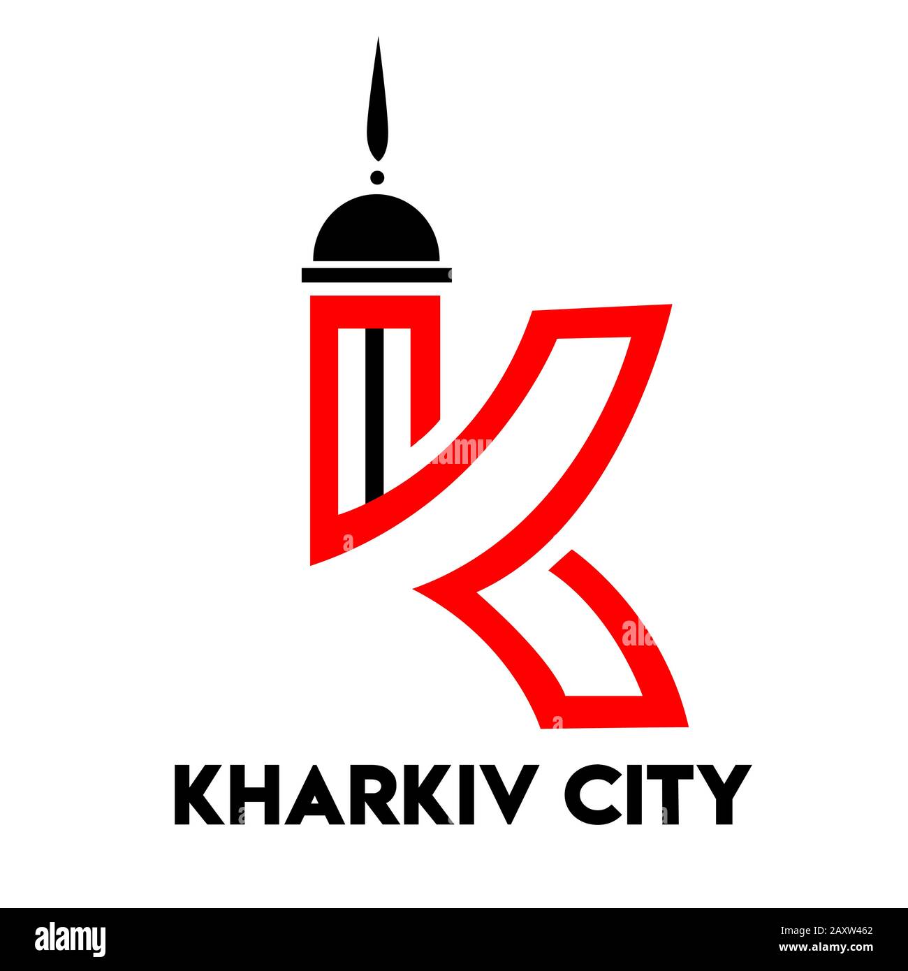 kharkov city text design with red heart typographic icon Stock Vector