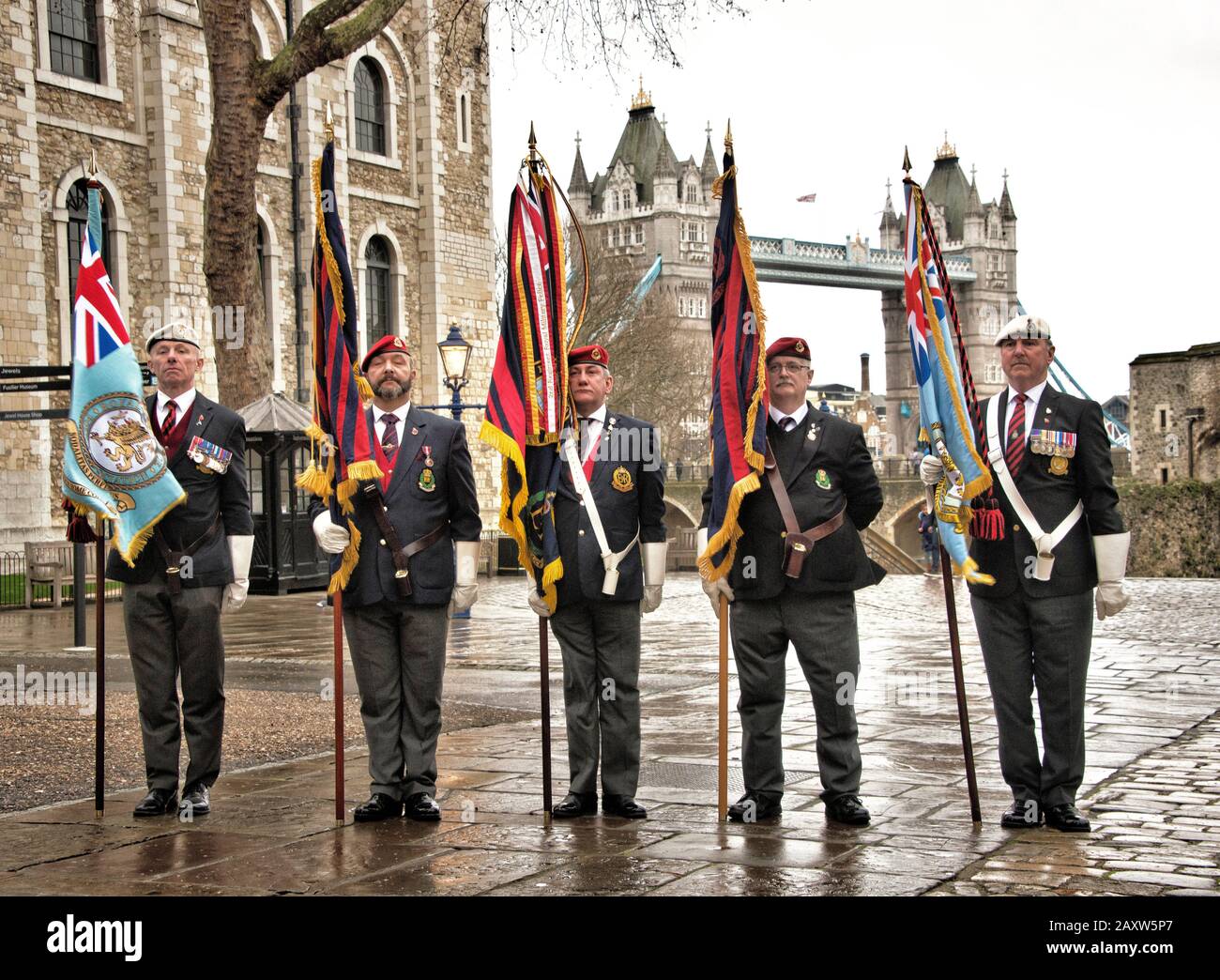 9 February 2020 - retired Royal Military police parade at the Tower of London in the presence of the new first female Provost Marshal. Stock Photo