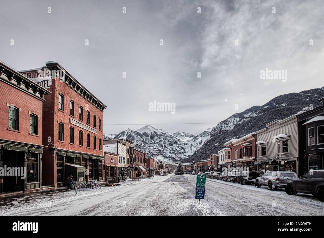Ouray, Colorado - January 14, 2020: Telluride main street town scenic view in Telluride, Colorado Stock Photo