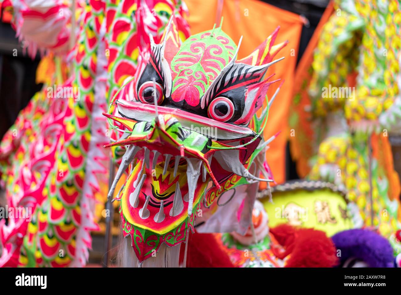 dragon during the chinese new year in chinatown, London Stock Photo