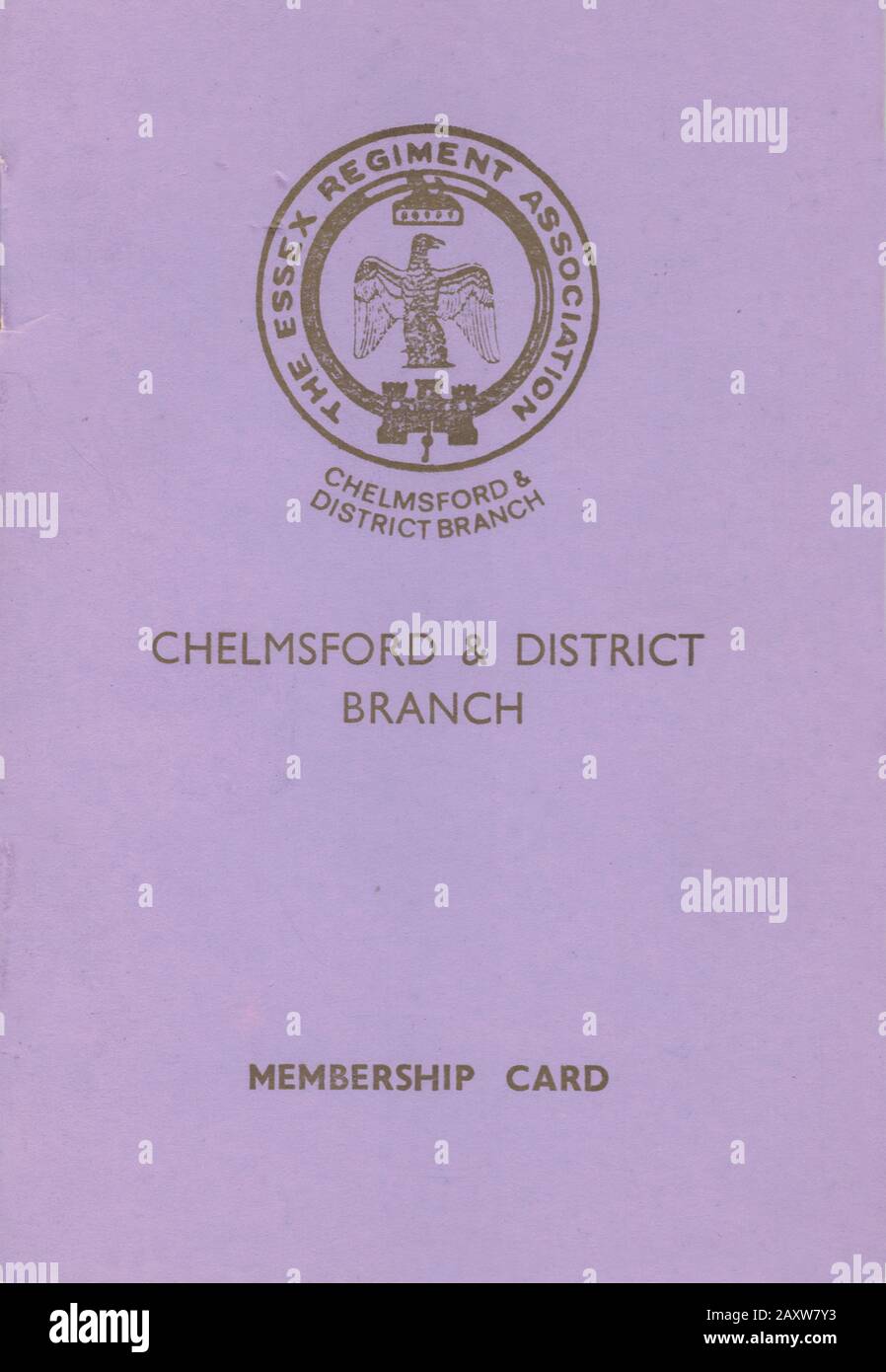 The Essex Regiment Association Membership Card 1980 Stock Photo